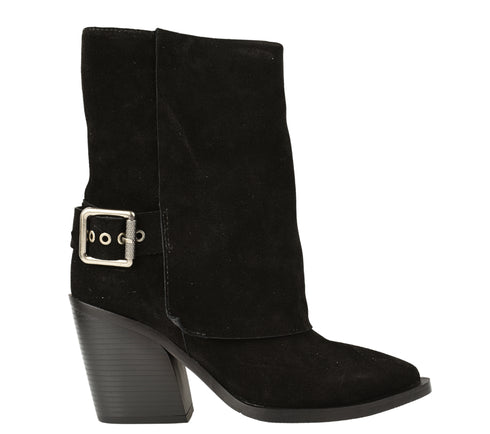 Ghete elegante, dama, EPICA, XS70016A negru, piele intoarsa, cu toc