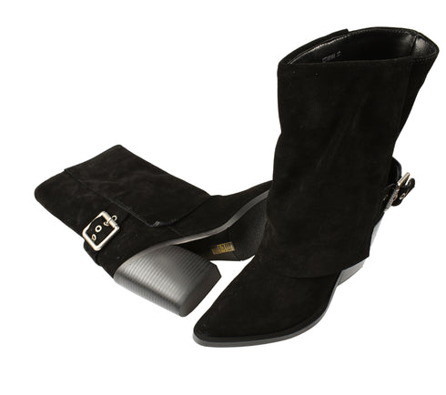 Ghete elegante, dama, EPICA, XS70016A negru, piele intoarsa, cu toc