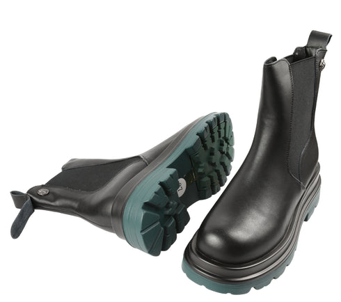 Ghete casual, dama, FORMAZIONE, 876 negru, piele naturala