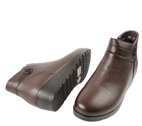 Ghete casual, dama, FORMAZIONE, 3628 maro, piele naturala, cu platforma