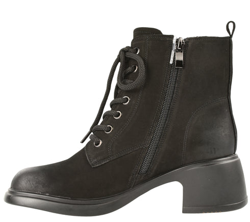 Ghete casual, dama, FORMAZIONE, 6970 negru, piele naturala, cu toc