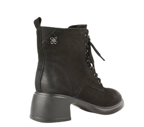 Ghete casual, dama, FORMAZIONE, 6970 negru, piele naturala, cu toc