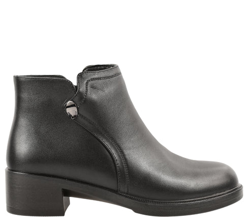 Ghete casual, dama, FORMAZIONE, 8011 negru, piele naturala, cu toc