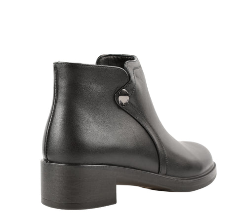 Ghete casual, dama, FORMAZIONE, 8011 negru, piele naturala, cu toc