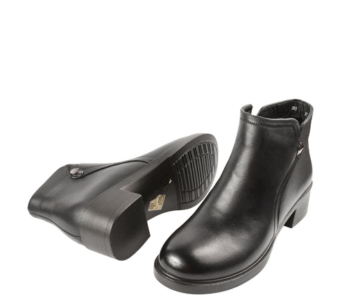 Ghete casual, dama, FORMAZIONE, 8011 negru, piele naturala, cu toc