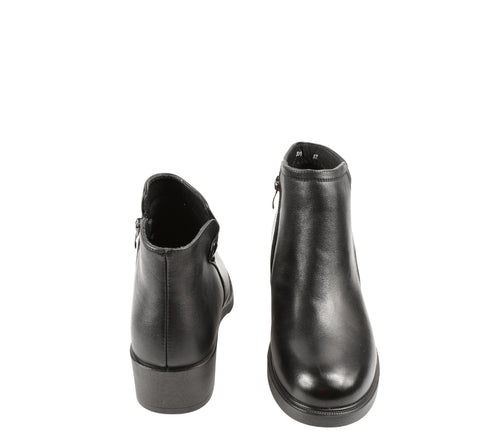 Ghete casual, dama, FORMAZIONE, 8011 negru, piele naturala, cu toc