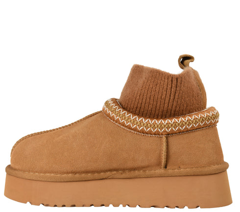 Ghete sport, dama, PASS COLLECTION, Z870006B, camel, piele intoarsa