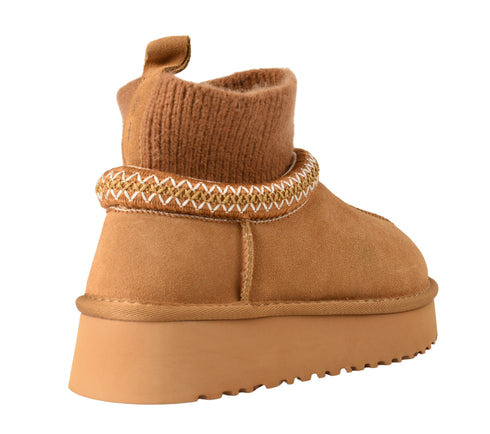 Ghete sport, dama, PASS COLLECTION, Z870006B, camel, piele intoarsa