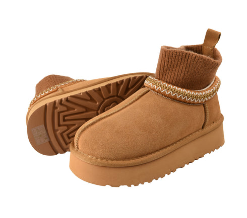 Ghete sport, dama, PASS COLLECTION, Z870006B, camel, piele intoarsa