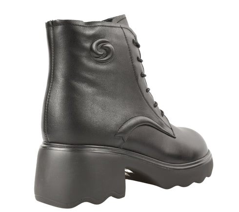 Ghete casual, dama, GALLOP, 5008 negru, piele naturala, cu toc