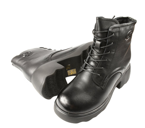 Ghete casual, dama, GALLOP, 5008 negru, piele naturala, cu toc