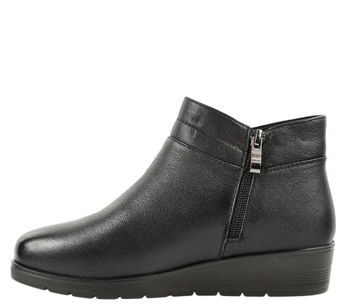 Ghete casual, dama, FORMAZIONE, 3628 negru, piele naturala, cu platforma