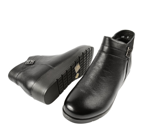 Ghete casual, dama, FORMAZIONE, 3628 negru, piele naturala, cu platforma