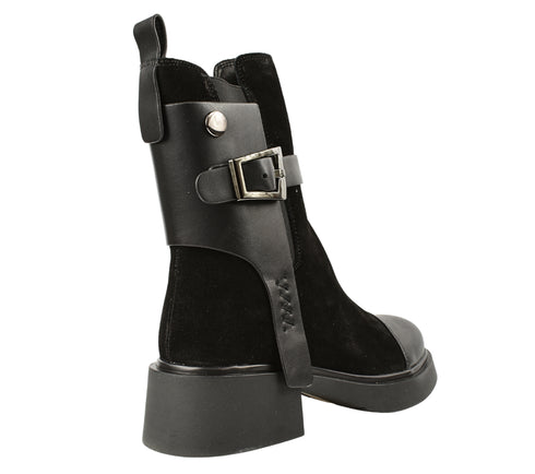 Ghete casual, dama, EPICA, XS70025A negru, piele intoarsa