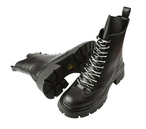 Ghete casual, dama, PASS COLLECTION, XS70028A negru, piele naturala