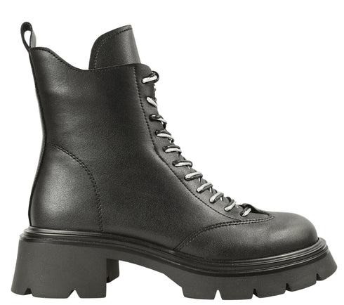 Ghete casual, dama, PASS COLLECTION, XS70028A negru, piele naturala