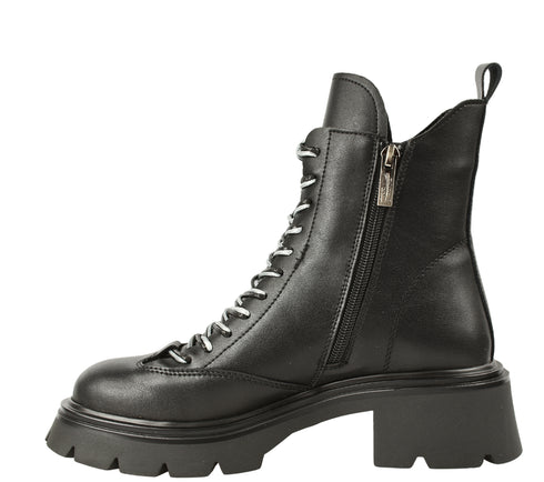 Ghete casual, dama, PASS COLLECTION, XS70028A negru, piele naturala