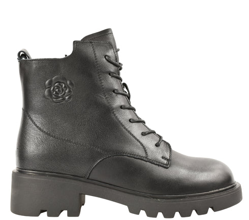 Ghete casual, dama, GALLOP, 5780 negru, piele naturala, cu toc