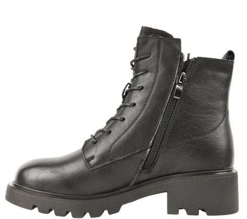 Ghete casual, dama, GALLOP, 5780 negru, piele naturala, cu toc