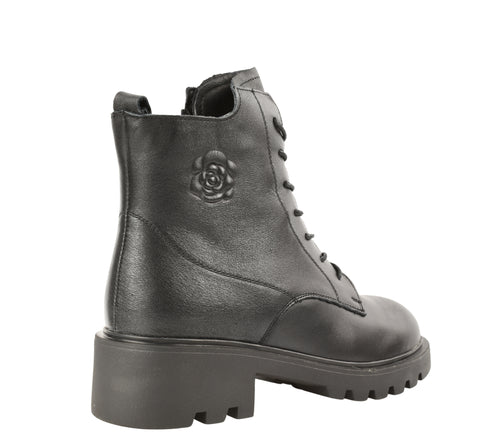 Ghete casual, dama, GALLOP, 5780 negru, piele naturala, cu toc