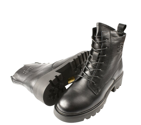 Ghete casual, dama, GALLOP, 5780 negru, piele naturala, cu toc