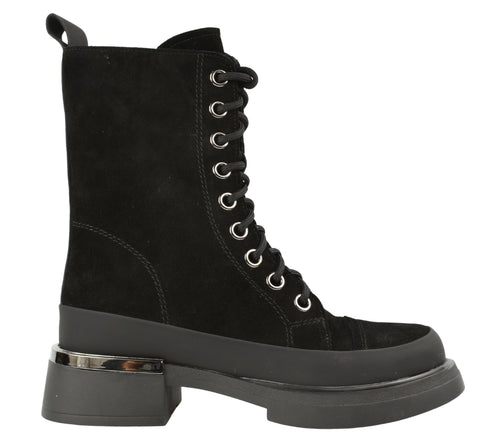 Bocanci casual, dama, ANNA VIOTTI, D107-PH3168 negru, piele intoarsa