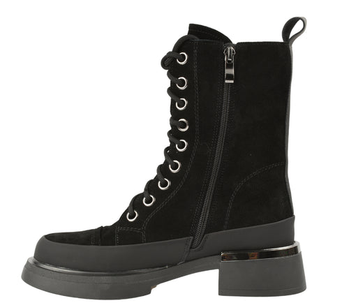 Bocanci casual, dama, ANNA VIOTTI, D107-PH3168 negru, piele intoarsa