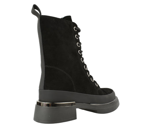 Bocanci casual, dama, ANNA VIOTTI, D107-PH3168 negru, piele intoarsa