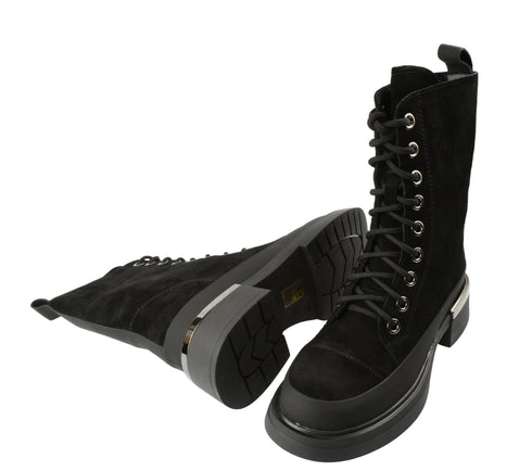 Bocanci casual, dama, ANNA VIOTTI, D107-PH3168 negru, piele intoarsa