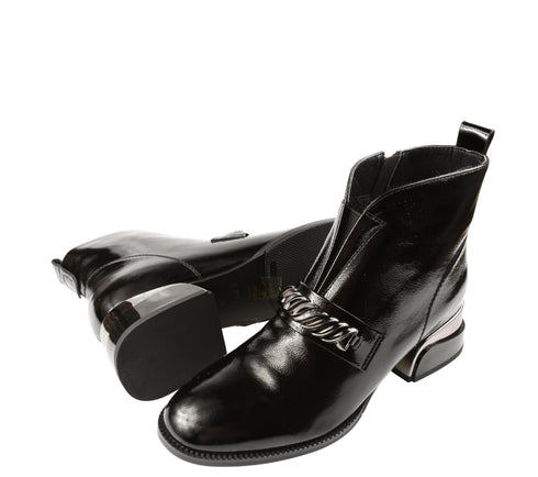 Ghete elegante, dama, EPICA, 21B224-B560 negru, piele lacuita, cu toc