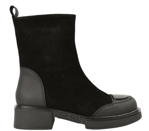 Ghete casual, dama, EPICA, BJ70009A negru, piele intoarsa, cu toc