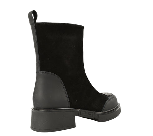 Ghete casual, dama, EPICA, BJ70009A negru, piele intoarsa, cu toc