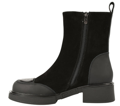 Ghete casual, dama, EPICA, BJ70009A negru, piele intoarsa, cu toc