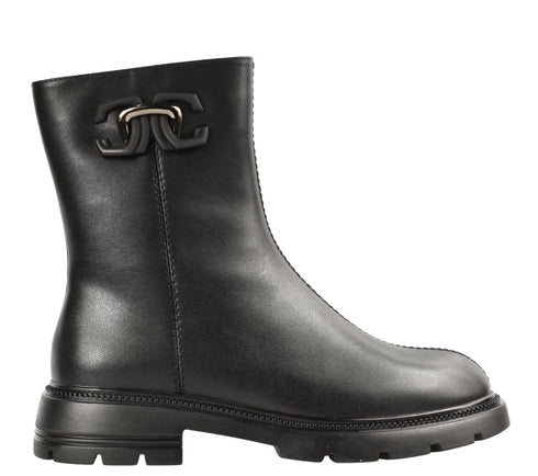 Ghete casual, dama, PASS COLLECTION, DL70038A negru, piele naturala, cu toc