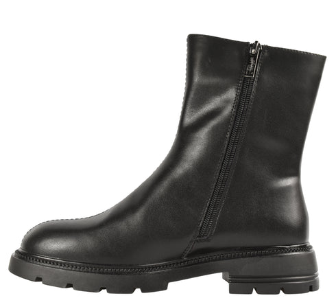 Ghete casual, dama, PASS COLLECTION, DL70038A negru, piele naturala, cu toc