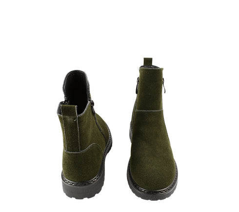 Ghete casual, dama, FORMAZIONE, 3918H03 verde, piele intoarsa