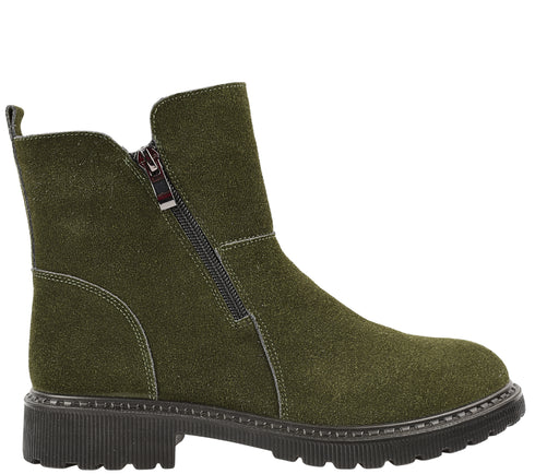 Ghete casual, dama, FORMAZIONE, 3918H03 verde, piele intoarsa