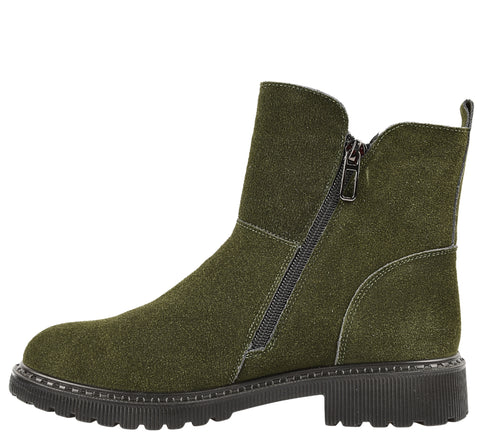 Ghete casual, dama, FORMAZIONE, 3918H03 verde, piele intoarsa