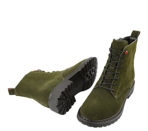 Ghete casual, dama, FORMAZIONE, 3918H05 verde, piele intoarsa