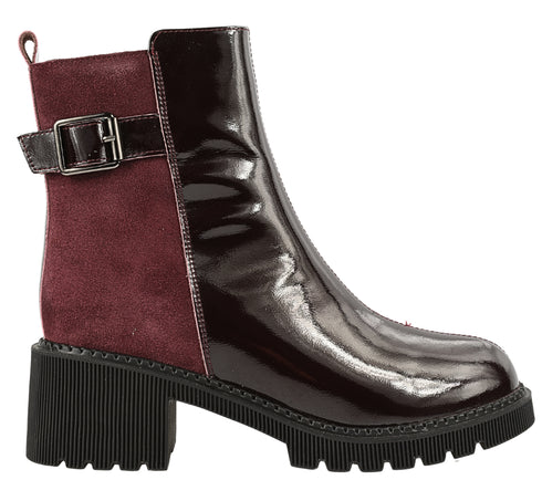 Ghete casual, dama, FORMAZIONE, 1026 bordo, piele lacuita, cu toc