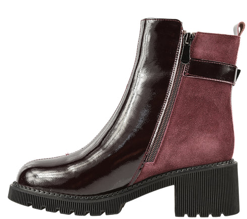 Ghete casual, dama, FORMAZIONE, 1026 bordo, piele lacuita, cu toc