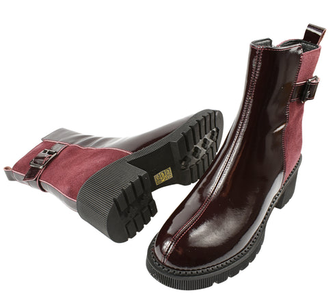 Ghete casual, dama, FORMAZIONE, 1026 bordo, piele lacuita, cu toc