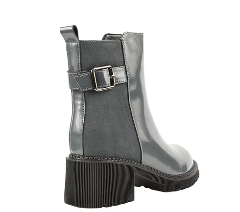 Ghete casual, dama, FORMAZIONE, 1026 gri, piele lacuita, cu toc