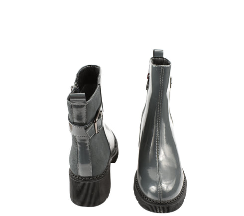 Ghete casual, dama, FORMAZIONE, 1026 gri, piele lacuita, cu toc