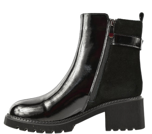 Ghete casual, dama, FORMAZIONE, 1026 negru, piele lacuita, cu toc