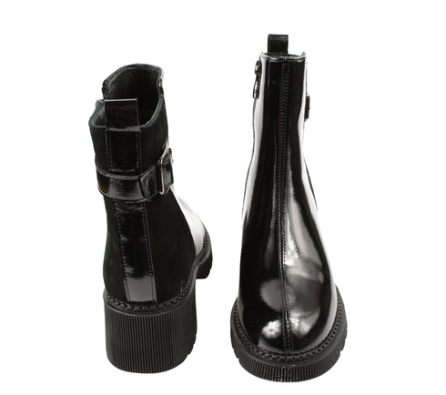 Ghete casual, dama, FORMAZIONE, 1026 negru, piele lacuita, cu toc