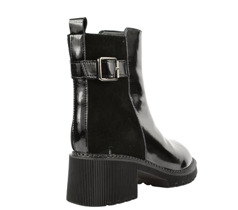 Ghete casual, dama, FORMAZIONE, 1026 negru, piele lacuita, cu toc