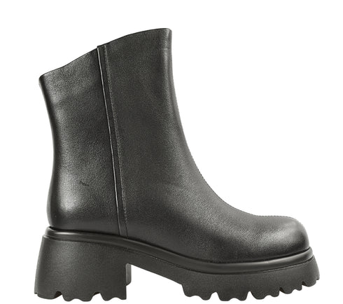 Ghete casual, dama, FRANCO GERARDO, 83125 negru, piele naturala, cu toc