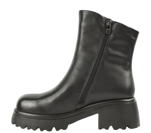 Ghete casual, dama, FRANCO GERARDO, 83125 negru, piele naturala, cu toc