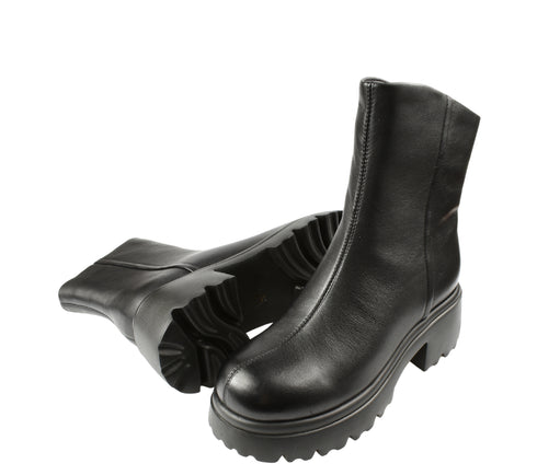 Ghete casual, dama, FRANCO GERARDO, 83125 negru, piele naturala, cu toc